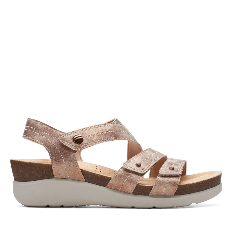 Clarks Women's Calenne Clara Wedge Sandal, Bronze Metallic Textile, 6 UK
