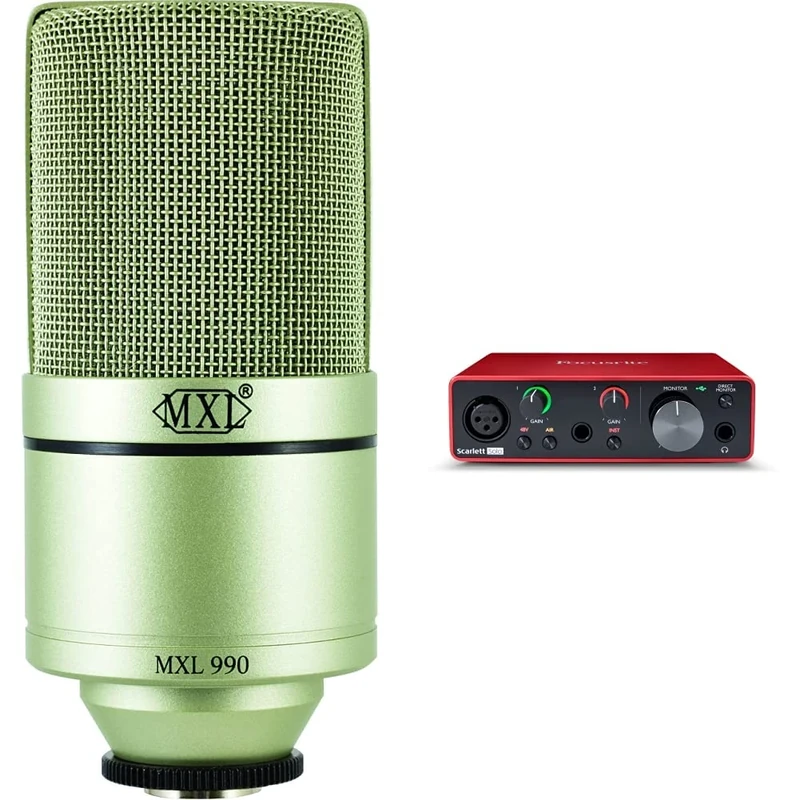 MXL 990 Condenser Microphone & Focusrite Scarlett Solo 3rd Gen USB Audio Interface, for the Guitarist, Vocalist, Podcaster or Producer, Studio Quality Sound, Red