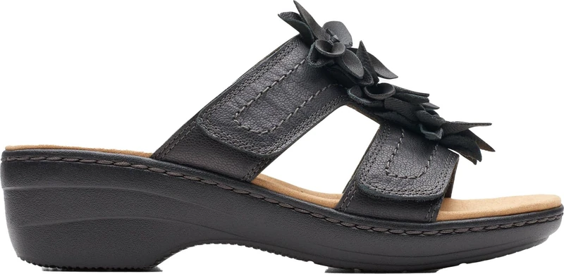 Clarks Women's Merliah Raelyn Slide Sandal, Black Leather, 5 UK