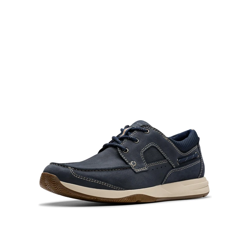 Clarks Men's Sailview Lace Boat Shoe, Navy Nubuck, 7.5 UK Wide