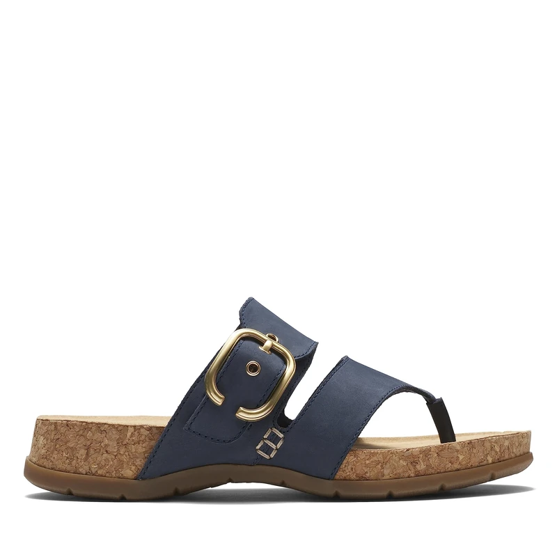 Clarks Women's Reileigh Park Flip-Flop, Navy Nubuck, 6 UK Wide