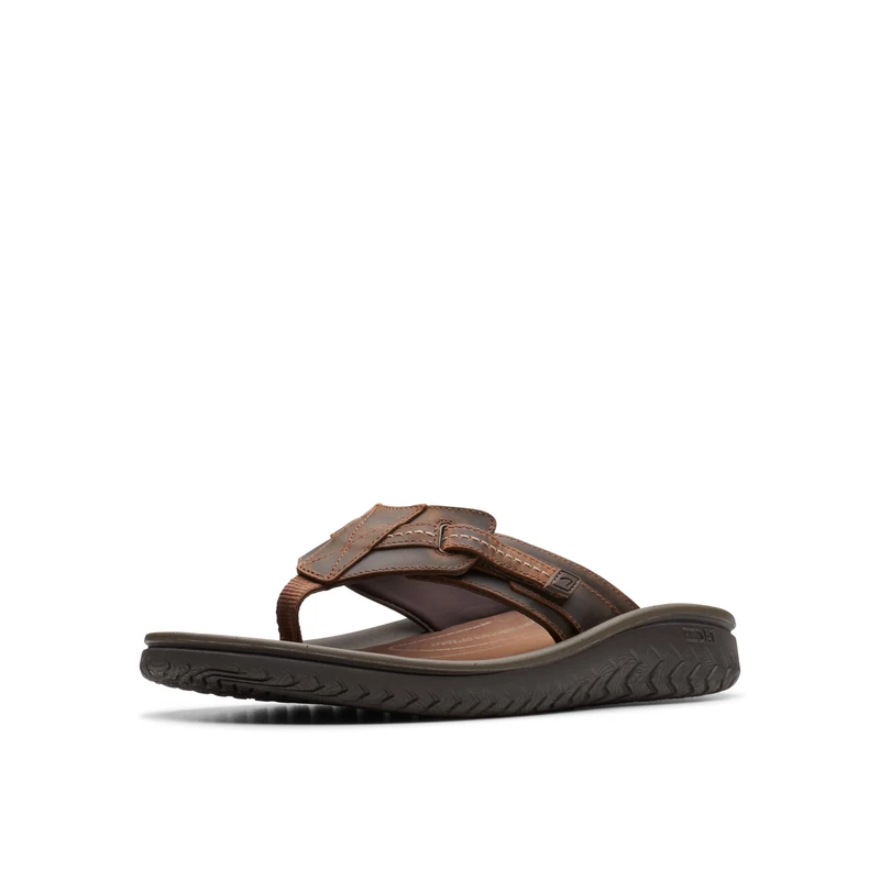 Clarks Men's Wesley Sun Flip-Flop, Tan Leather, 9 UK