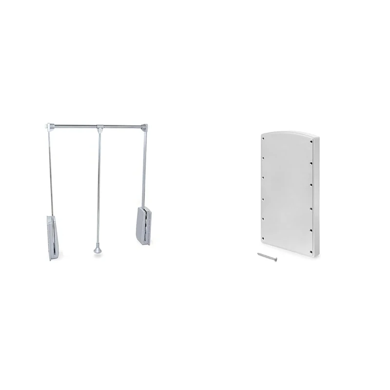 Emuca - Pull down clothes rack width 600-830mm + 2 Lateral supplements, Metallic grey finish