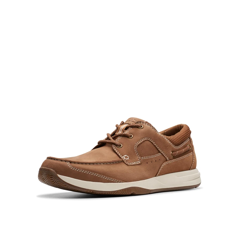 Clarks Men's Sailview Lace Boat Shoe, Light Tan Nubuck, 13