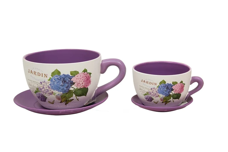 Mimbre Natural Two Set of Two Cup Garden Planter S/2 (33×25.5×16) - Image 1