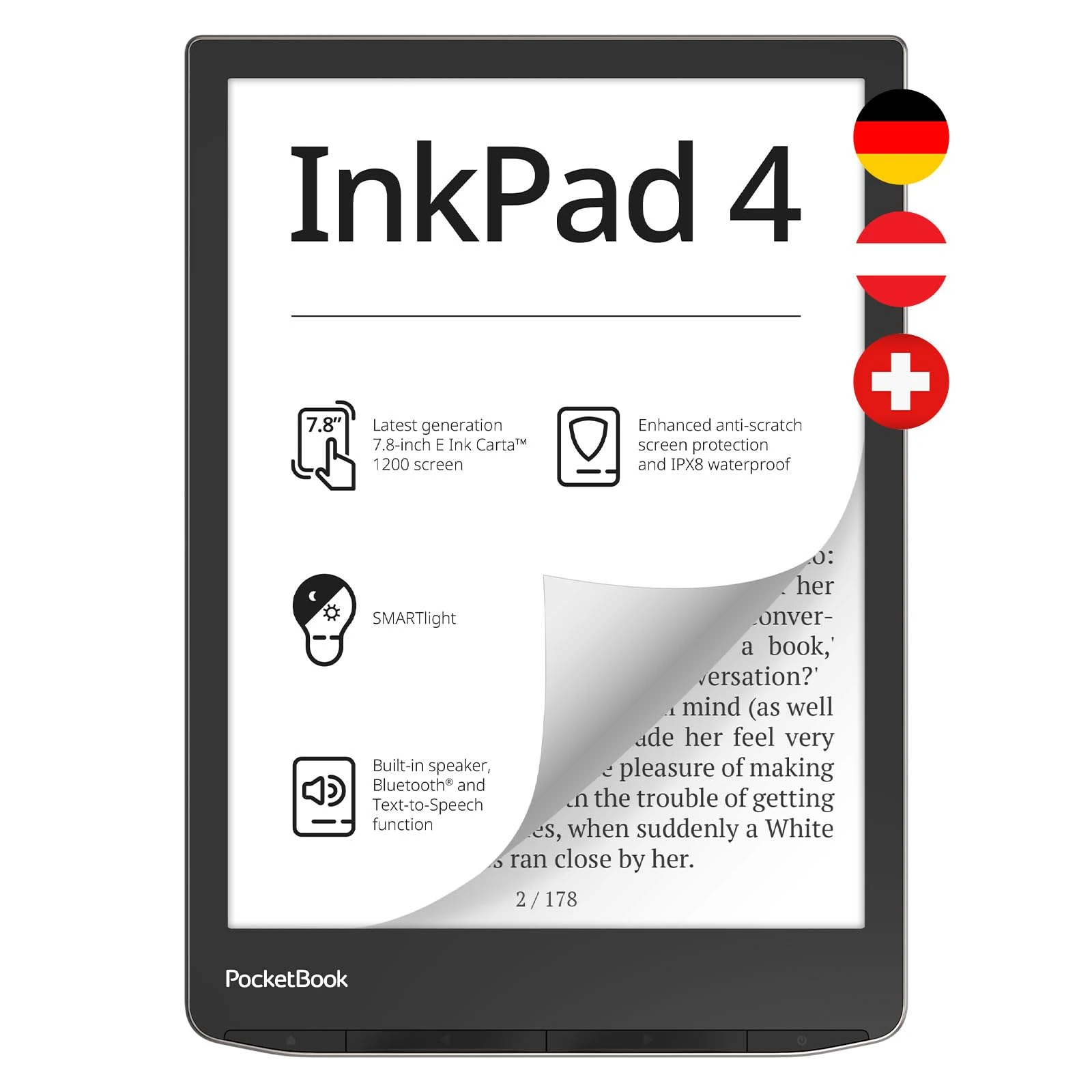 PocketBook InkPad 4 e-book reader Touchscreen 32 GB Wi-Fi Silver