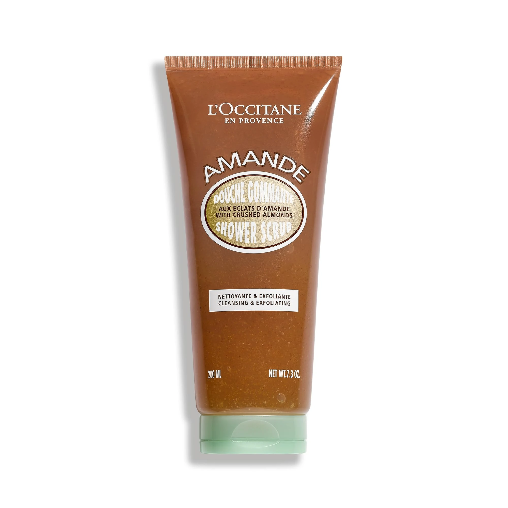 L'OCCITANE Almond Shower Scrub 200ml, Vegan Exfoliating Body Scrub with Sweet, Fresh Scent, Luxury Clean Beauty Skin Cleanser for All Skin Types