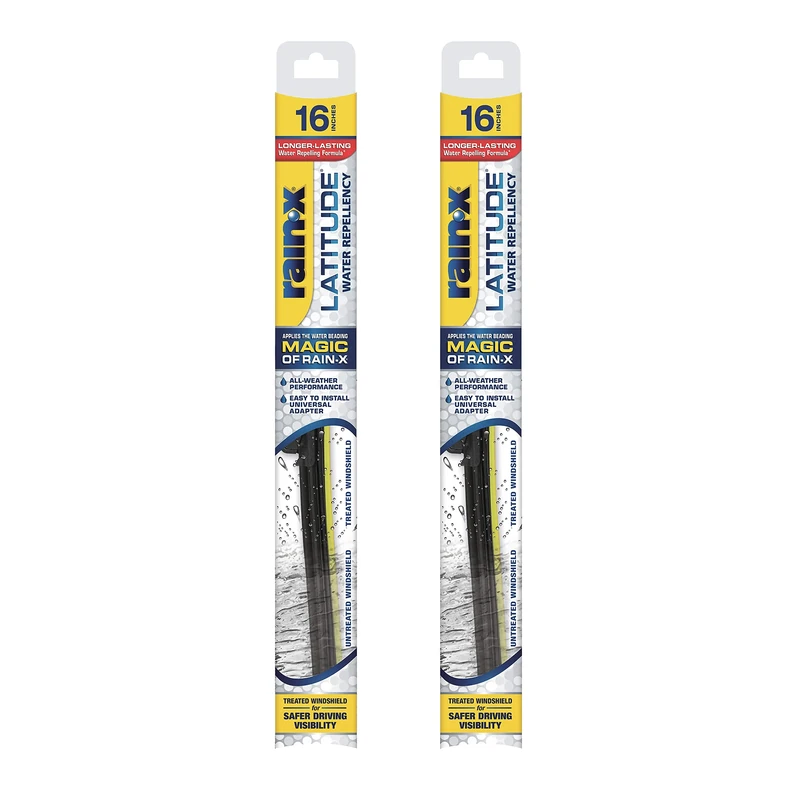 Rain-X 810204 Latitude 2-In-1 Water Repellent Wiper Blades, 16 Inch Windshield Wipers (Pack Of 2), Automotive Replacement Windshield Wiper Blades With Patented Rain-X Water Repellency Formula