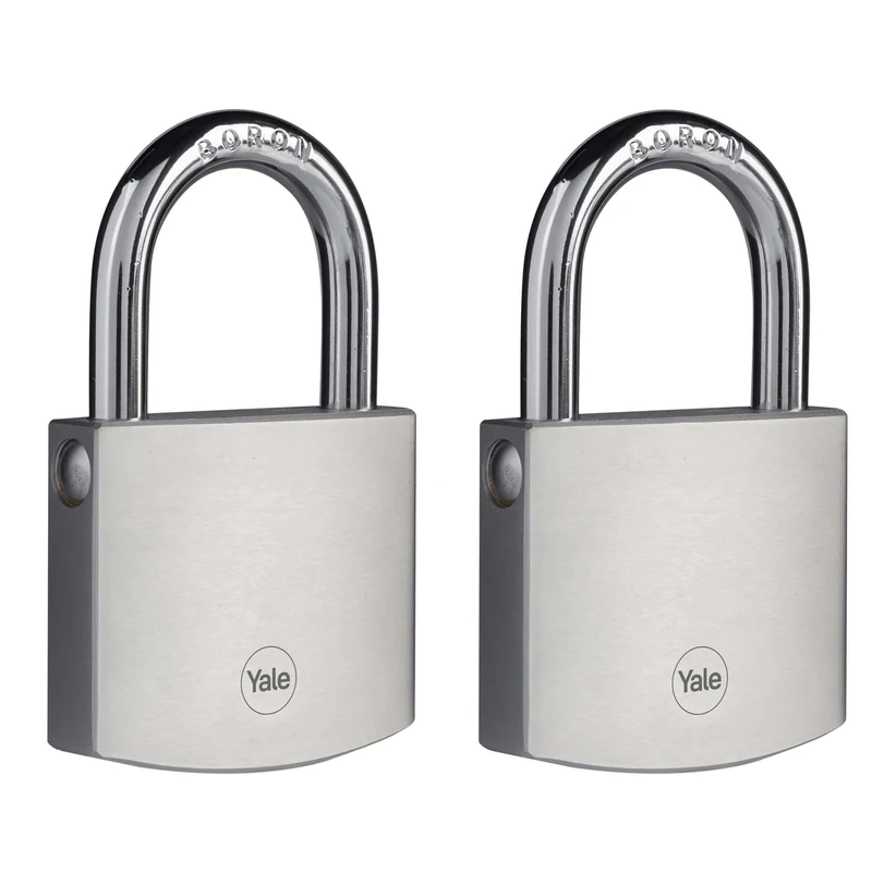 Yale - Y120DB/60/135/2 High Security 60mm Brass Padlock with Chrome Finish Pack of 2 - Open BOR Häppel - 3 Grub Keys