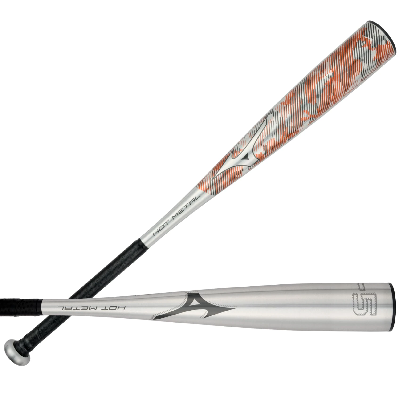 Mizuno HOT Metal - Big Barrel Youth USA Baseball Bat (-5) | Youth - Boys Aluminum Baseball BAT | Grey-Orange | 25oz | 30 INCHES (3000)