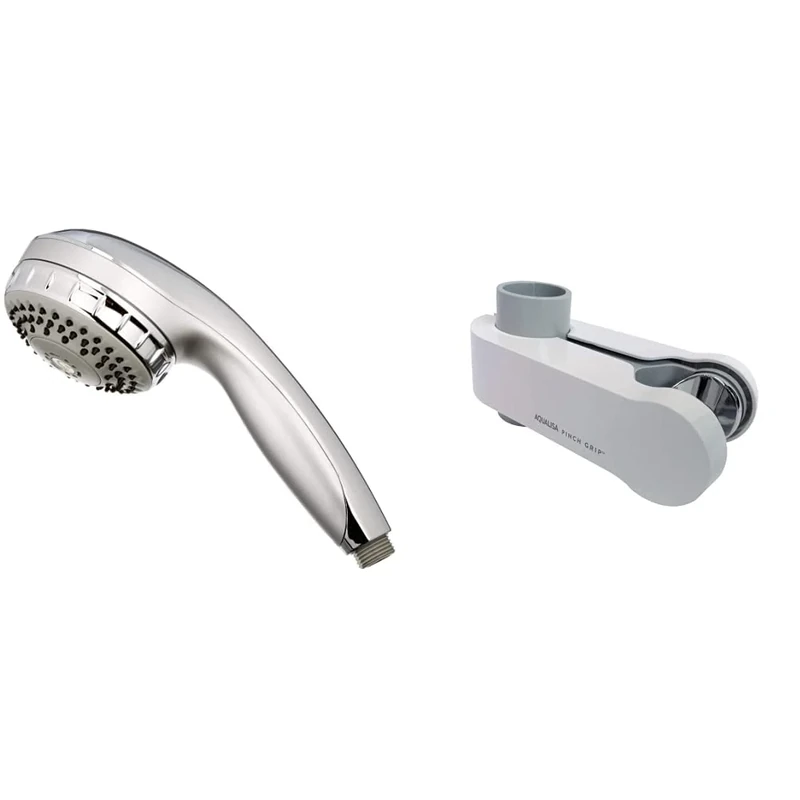 Aqualisa Varispray Adjustable Shower Head - Chrome & 910599 Pinch Grip Sliding Shower Handset Holder, White, 25mm