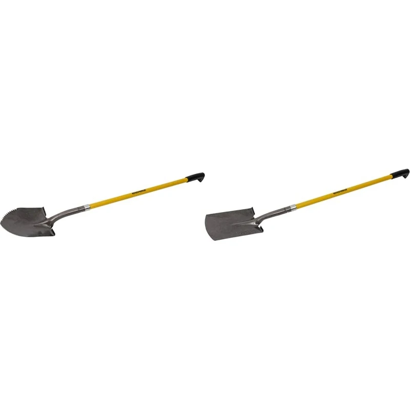 Roughneck ROU68044 Long Handled Serrated Edge Shovel,Yellow & Black,1460mm/57½" & ROU68223 Long Handled Digging Spade 1460mm/57½", Yellow & Black