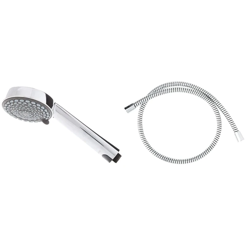 Aqualisa 901506 Harmony Handset/Shower Head, Chrome, Grey & 235019 Shower Hose - 1.25m - Stainless Steel - Chrome