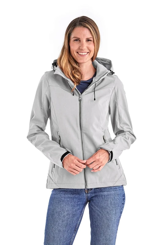 Killtec Women's Damen Softshelljacke Softshell Outdoor Jacket with Zip-Off Hood, 00212-light Grey, 48 (EU)