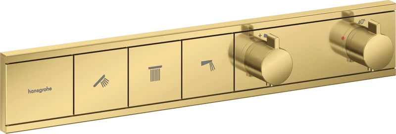 hansgrohe RainSelect - Thermostatic Shower Mixer for Concealed Installation, Shower Thermostat for 3 Functions, Polished Gold Optic, 15381990