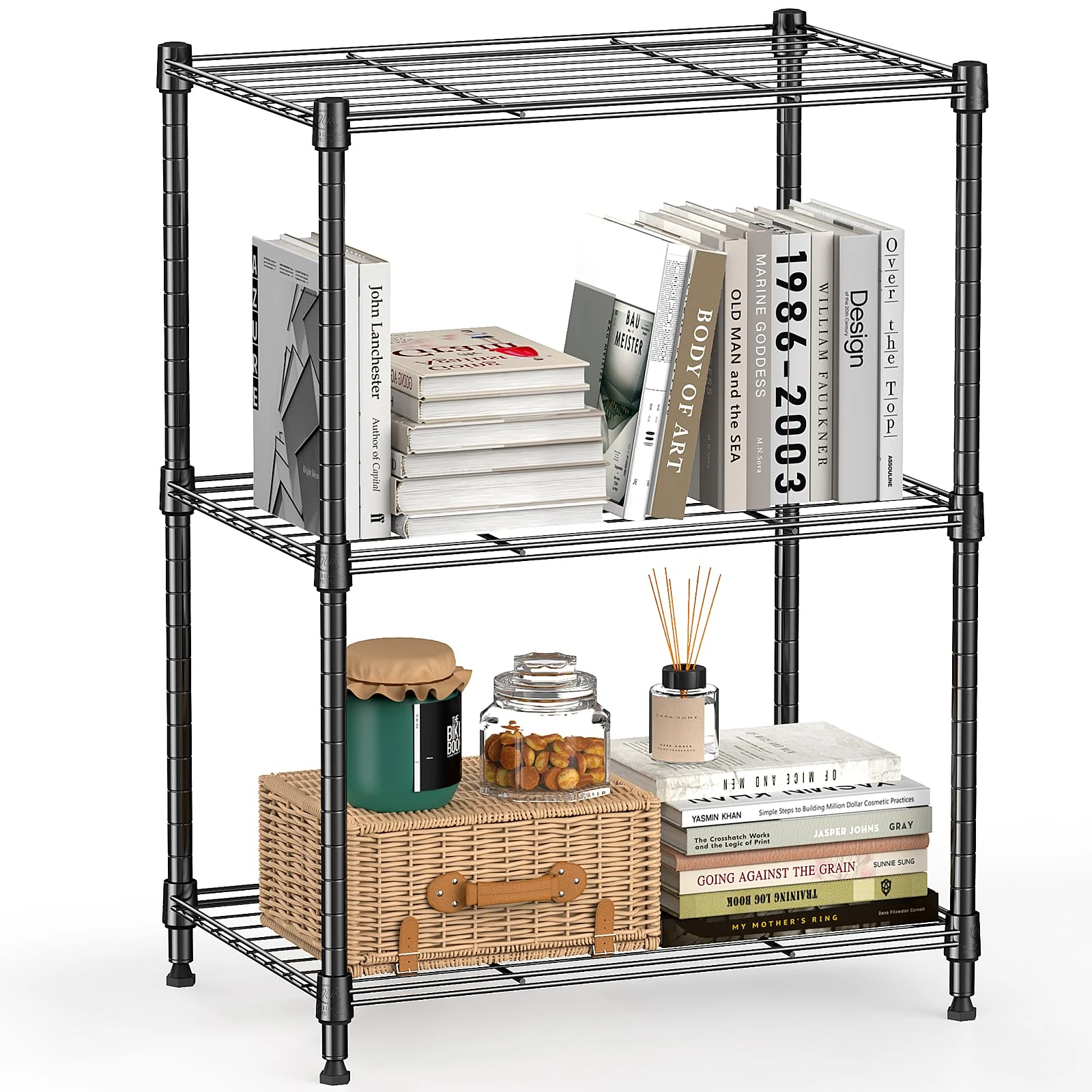 M MZG 450 lbs Steel Storage Shelving 3-Tier Utility Shelving Unit Steel Organizer Wire Rack for Home,Kitchen,Office 30 x 45 x 67 cm