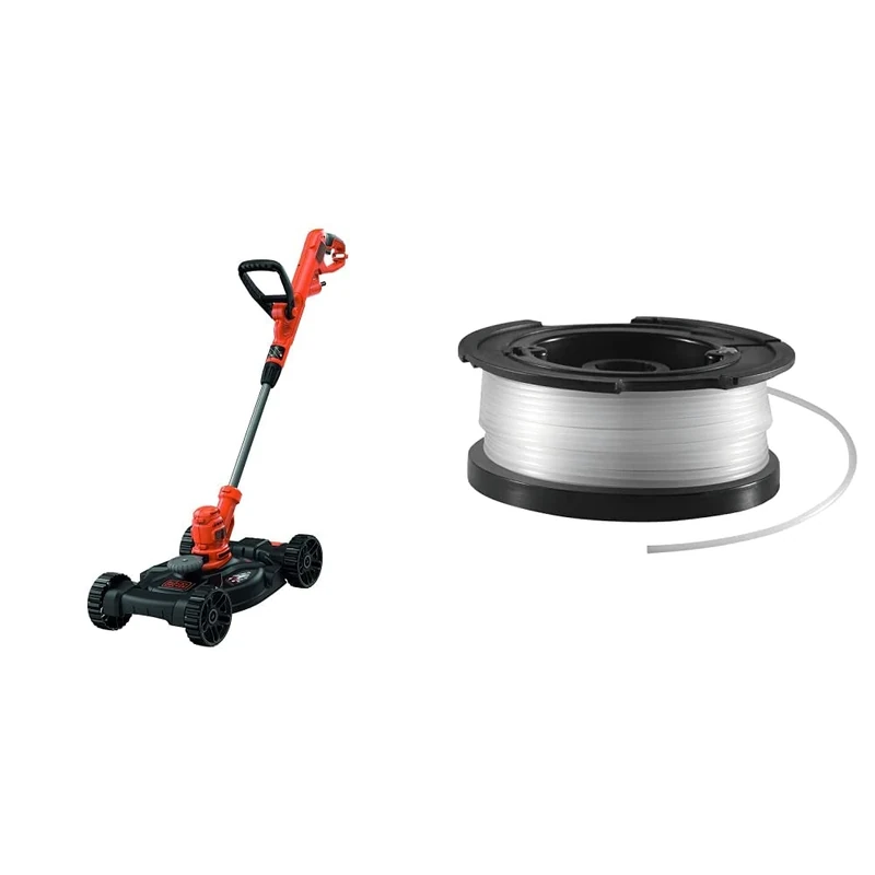 BLACK + DECKER BESTA530CM-GB 3 in 1 Strimmer, 550 W, 240 V, 30 cm, Set of 2 Pieces & BLACK+DECKER Spool and Line 10 m for Reflex Strimmer Nylon Wire 1.6 mm Diameter Transparent and Resistant A6481-XJ