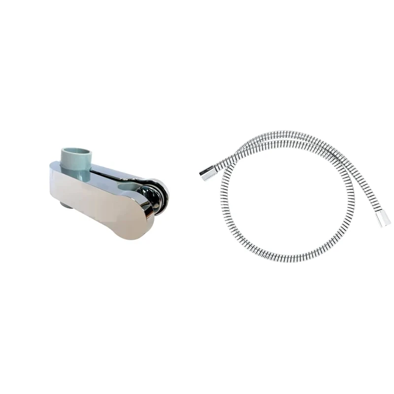 Aqualisa Pinch Grip Sliding handset Holder - 25mm - Chrome/Grey & 235019 Shower Hose - 1.25m - Stainless Steel - Chrome