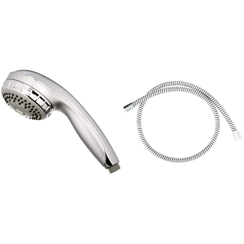 Aqualisa Varispray Adjustable Shower Head - Chrome & 235019 Shower Hose - 1.25m - Stainless Steel - Chrome