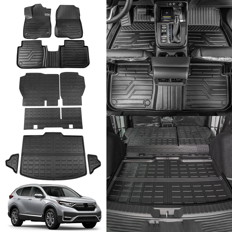Rongtaod Fit 2023 Honda CRV Floor Mats Trunk Mat Cargo Mat Cargo Liner Back Seat Cover Protector CRV Accessories (Fit 2023 CRV Fuel,Backrest Mats+Trunk Mat+Floor Mats)