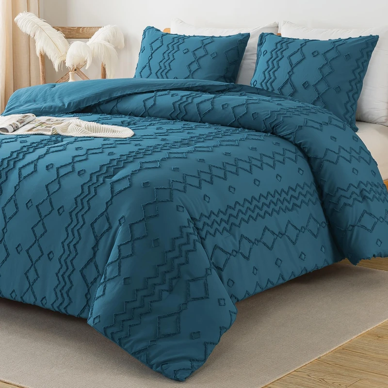 Andency Queen Comforter Set Teal, 3 Pcs Bedding
