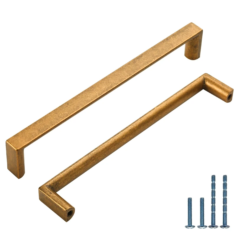KNOKLOCK Antique Brass Square Cabinet Pulls and Handles, 6.3 Inch, 10 Pack