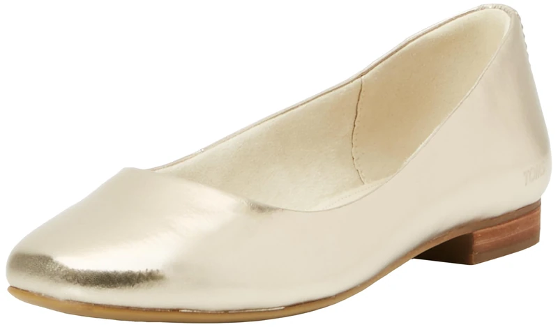 TOMS Women's Briella Ballet Flat, Light Gold Metallic Leather, 4.5 UK