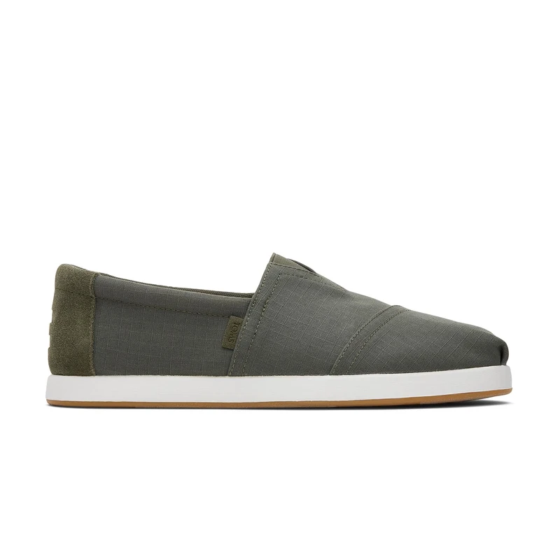 TOMS Men's ALP FWD Loafer Flat, Dark Sage Recycled Ripstop Cotton Canvas/Distressed Suede, 13 UK