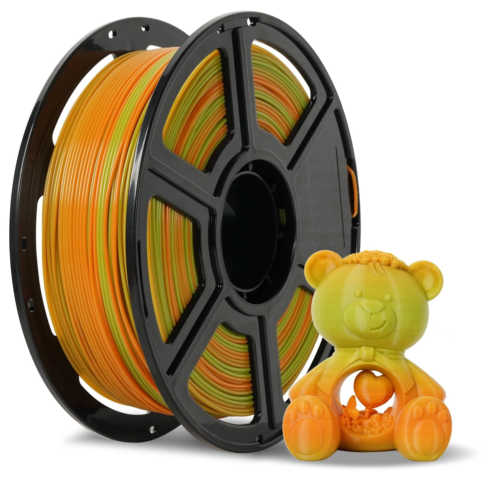FLASHFORGE 3D Printer Filament 1.75mm, 3D Printer Filaments 1kg Spool-Dimensional Accuracy +/- 0.02mm, Environmental Friendliness, no Smoke and no Odor (Green&Orange, PLA)