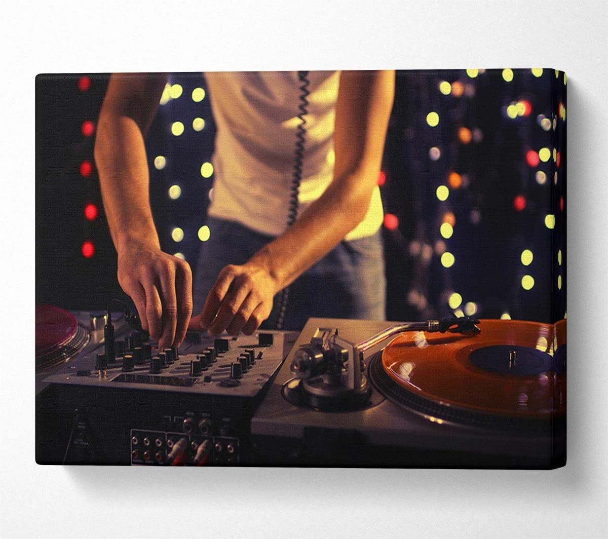 Club Mixing on the DJ desk Canvas Print Wall Art - Canvas Art Large 26 x 40 Inches