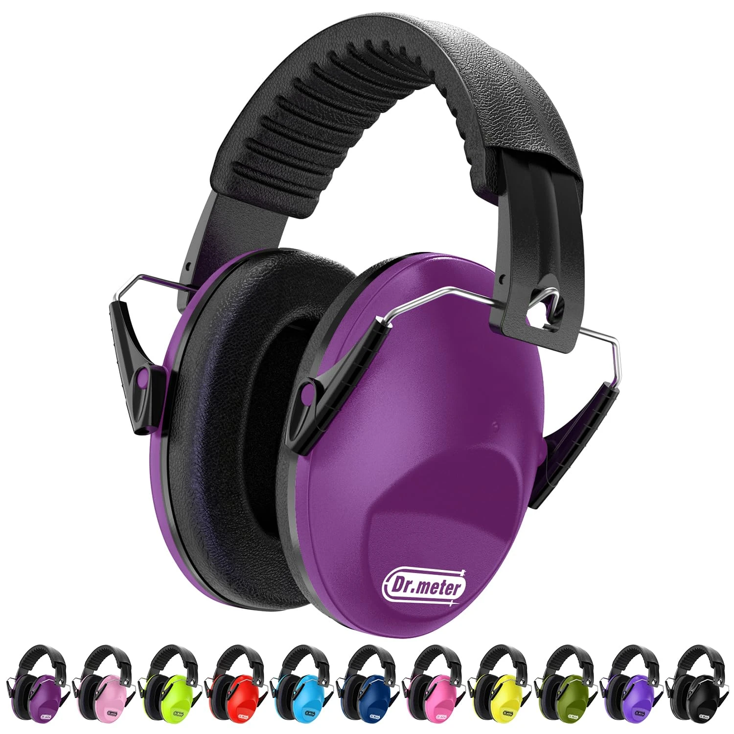 Dr.meter Ear Defenders Children, Children SNR 27dB Protective Earmuffs with Noise Blocking muffs Sleeping Studying Adjustable Head Band, Grape Purple, 3-16 Years Old (EM100)