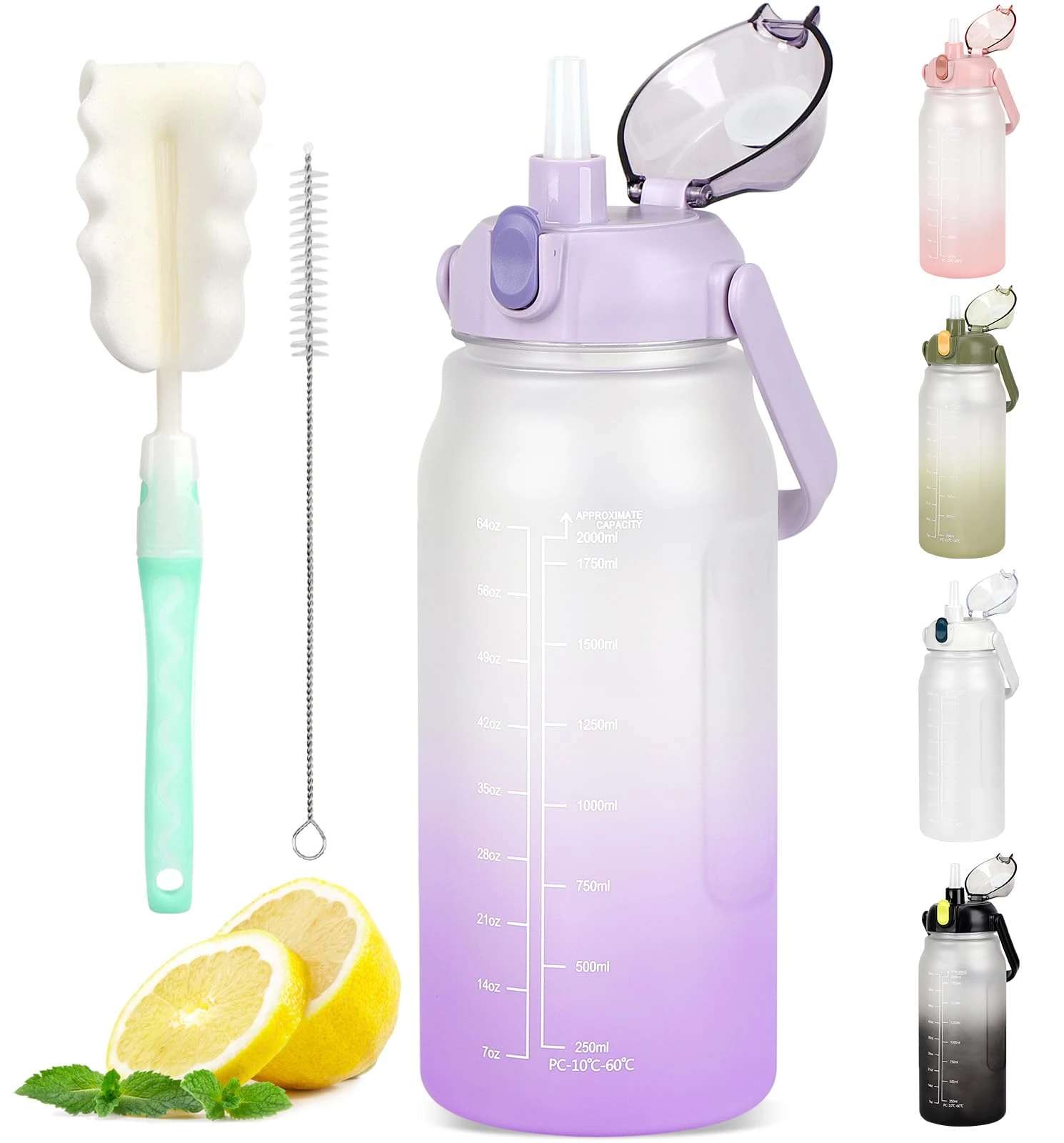 GXCROR Water Bottle 2L with Straw, 100% Leakproof Water Bottle, BPA Free Water bottle,Anti Rupture Drinking bottle for Daily use, Fitness and Outdoor Activities