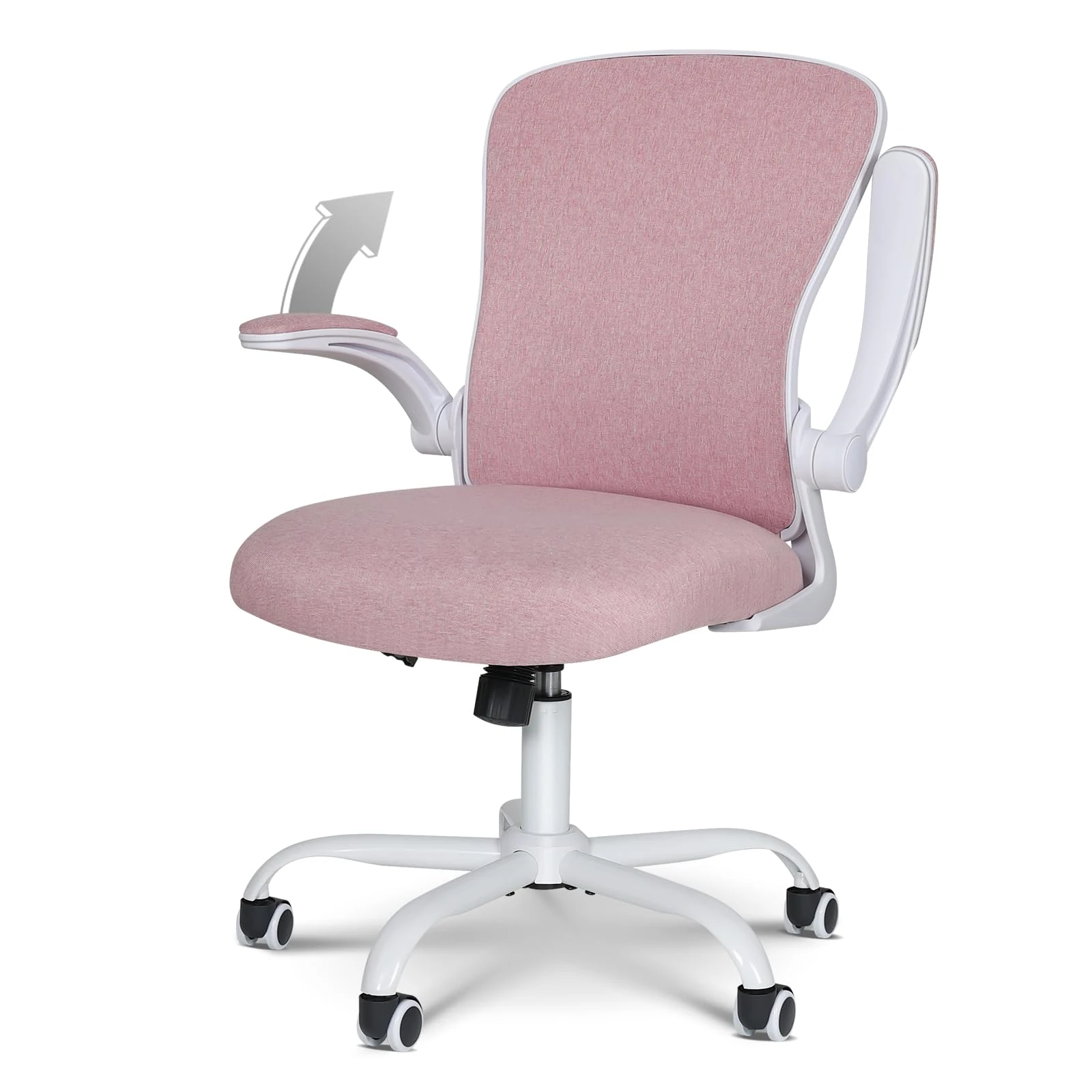 ELECWISH Office Chair Desk Chair Flip-up Armrest, Ergonomic Computer Chair with Lumbar Support, Office Chairs for Home, Height Adjustable 360° Swivel Rocking Function, Pink