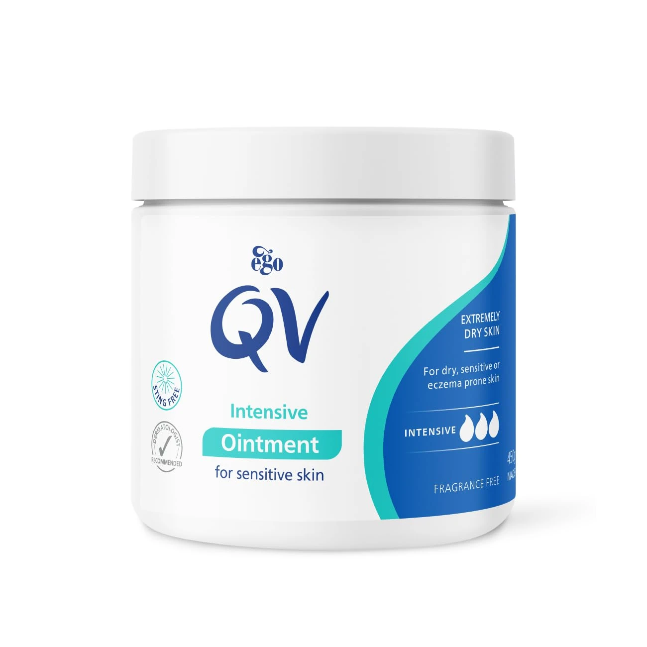 QV Intensive Ointment (450g) Soothing Moisturiser for Extremely Dry and Sensitive Skin, Rich Intensive Balm, Fragrance Free, Noncomedogenic, Sting Free Skin Care for Eczema, Psoriasis, Dermatitis