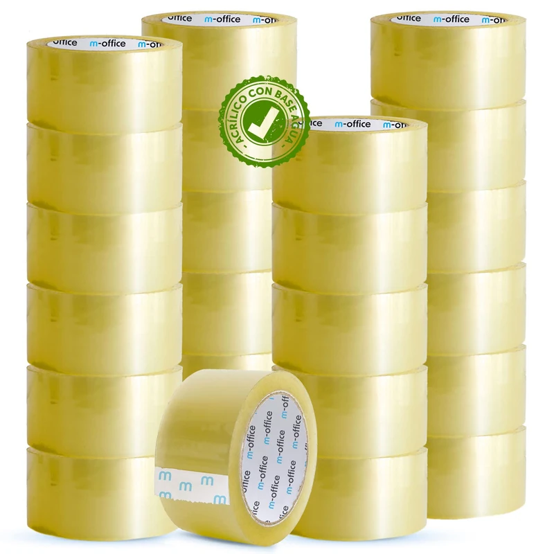 m-office Clear Tape Self Adhesive Packing Tape for Cartons, Shipping, Moving and Crafts, Safe and Durable Transparent Paper (48mm x 120m, x24)