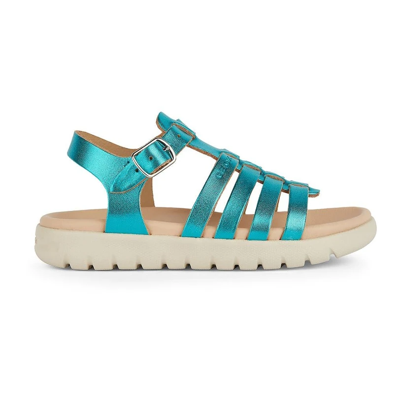 Geox Girls' J Soleima Gir Sandal, emerald, 1.5 UK