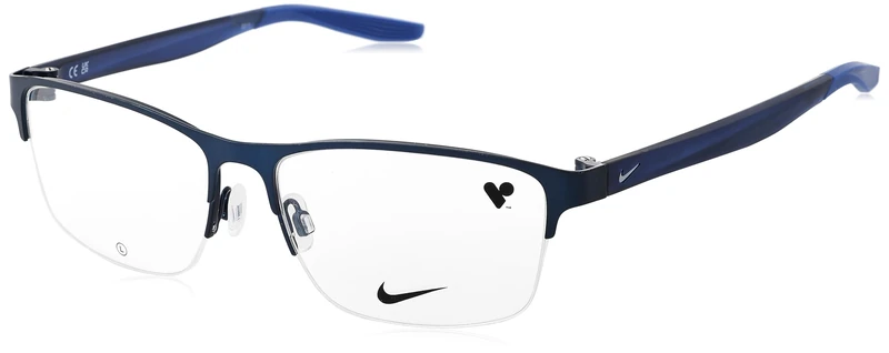 Nike 8153 410 Satin Navy/Matte Midnight Navy Eyewear Man Metallo, Modified Rectangle, 55
