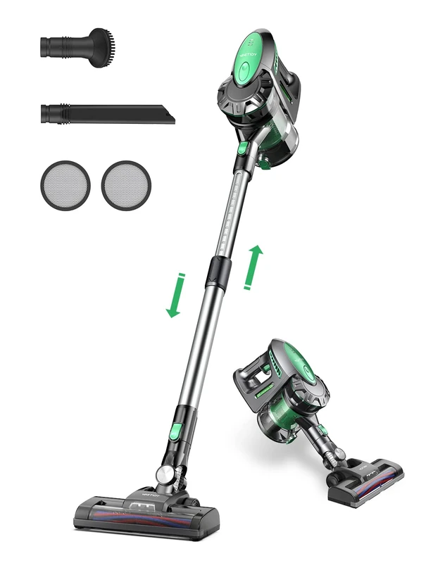 Vactidy Cordless Vacuum Cleaner, 22000pa V8 Stick Vacuum Cleaner Powerful Suction, Up to 45mins with Detachable Battery, 6 in 1 Lightweight Hoover Cordless for Hardwood Floor Carpet Pet Hair (White)