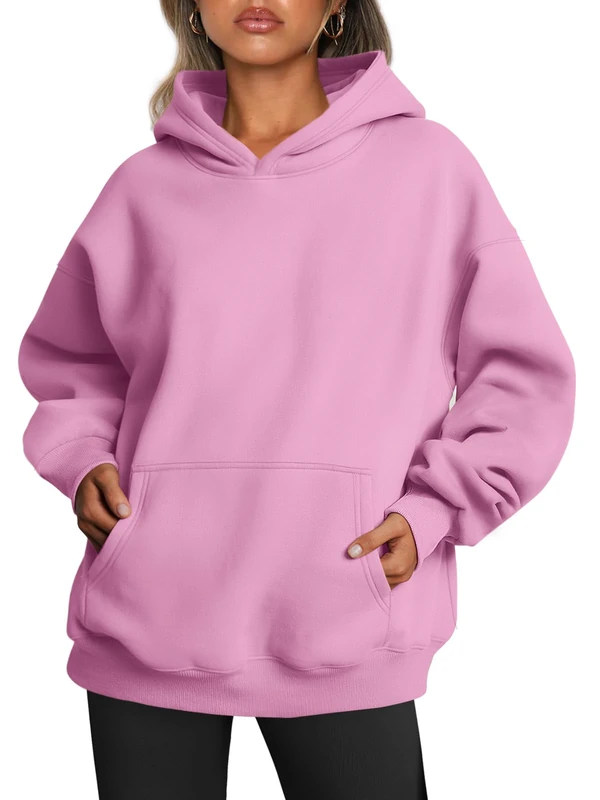 Trendy Queen Womens Oversized Hoodies Fleece Sweatshirts Long Sleeve Sweaters Pullover Fall Outfits with Pocket, Pink, Medium - Image 1