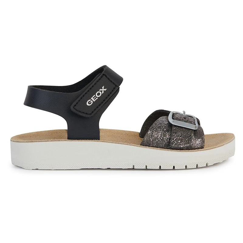 Geox Girls J Costarei Gi Sandal, Black, 11 UK Child
