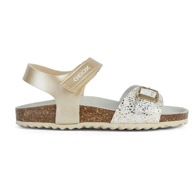 Geox Girls' J Adriel Girl C Sandals, Platinum White, 7 UK