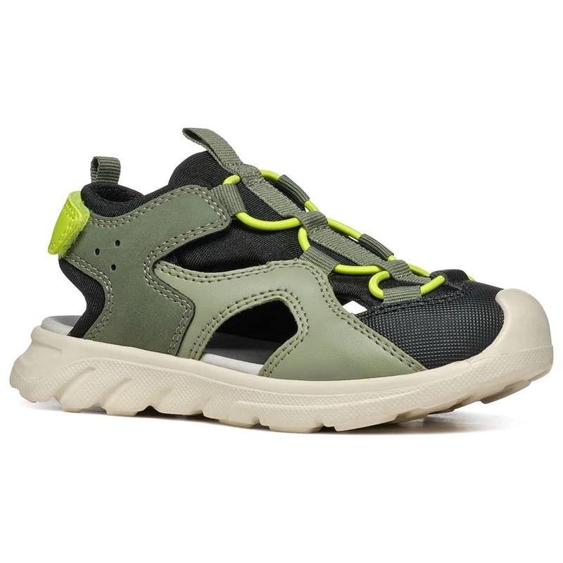 Geox Boys J Airadyum Bo Sandal, Military Lime, 2.5 UK