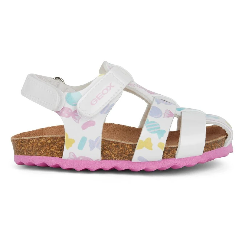 Geox Baby Girls' B Chalki Girl Sandal, White multi-coloured, 7 UK