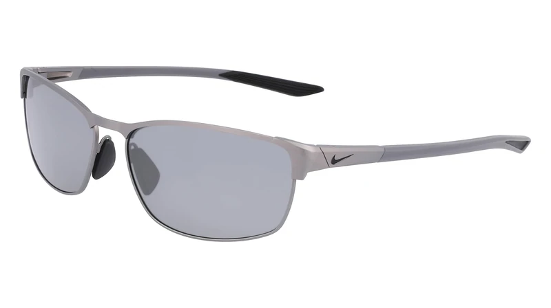Nike MODERN METAL DZ7364 918 Satin Gunmetal/Silver Flash Sunglasses Man Metallo, Rectangle, 58