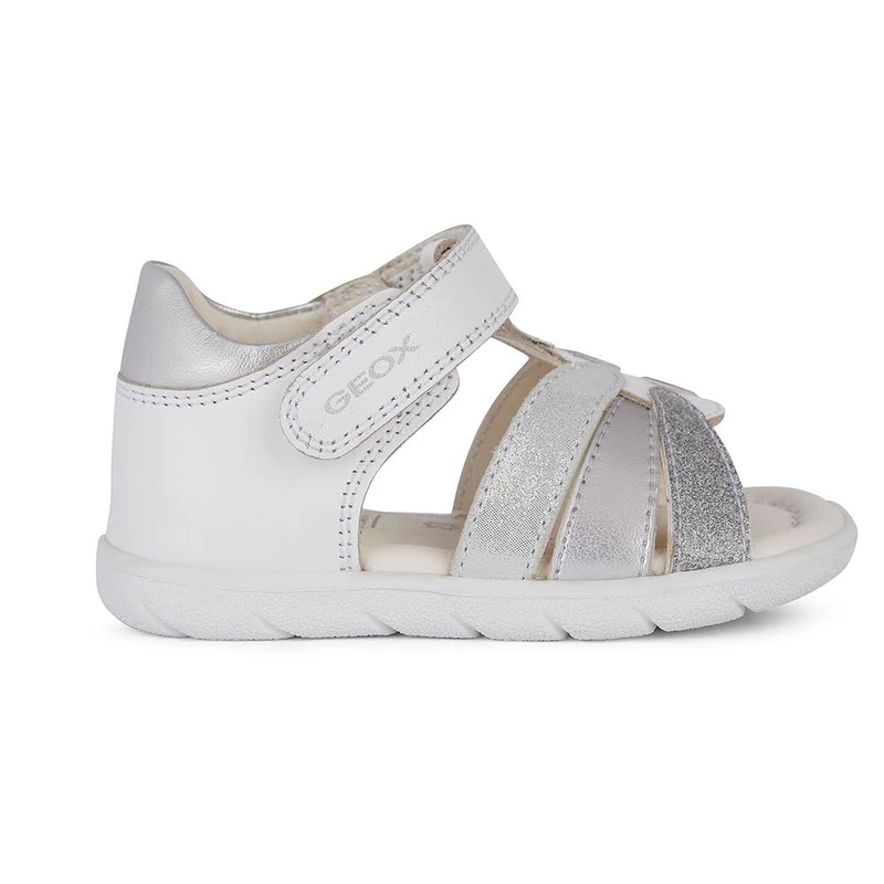 Geox Girls' B Alul Girl C Sandals, White silver, 8.5 UK