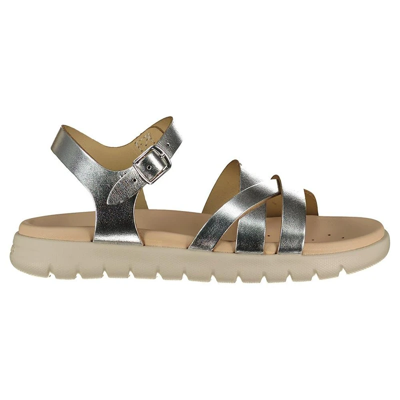 Geox Girls' J Soleima Gir Sandal, silver, 6 UK