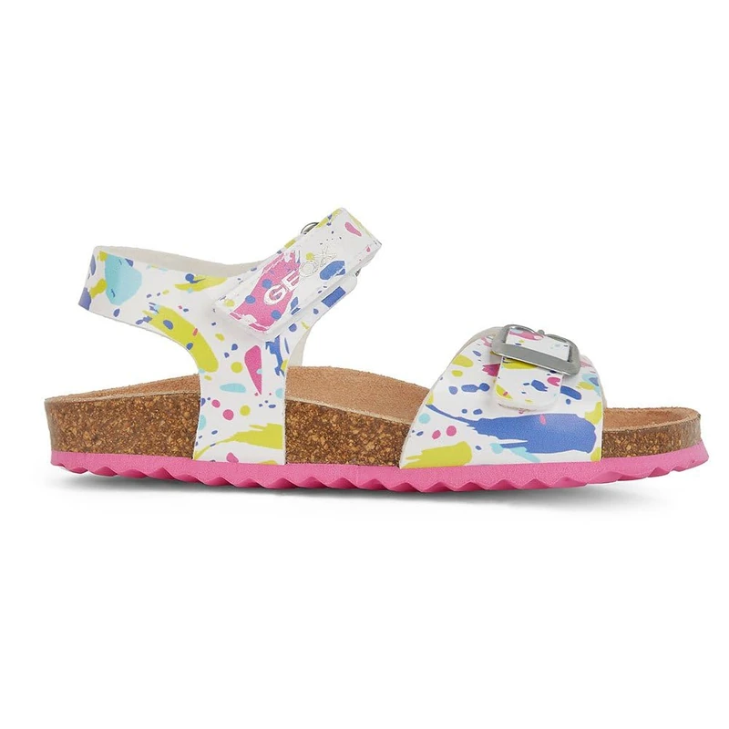 Geox J Adriel Girl C Sandal, White fuchsia, 3 UK