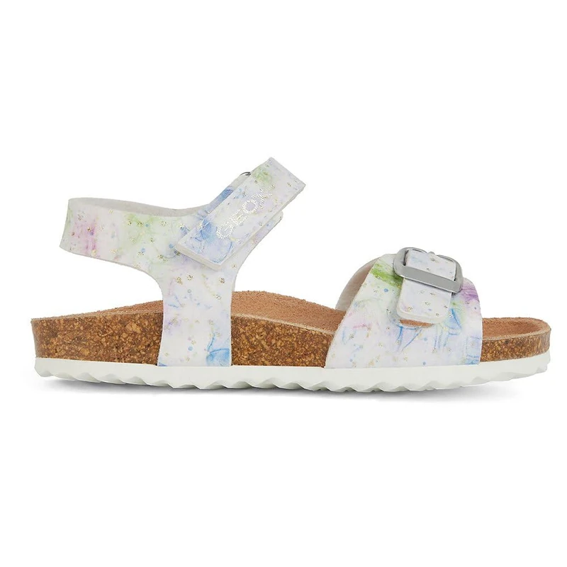 Geox Girls' J Adriel Girl C Sandals, C0406 White Pink, 34 EU