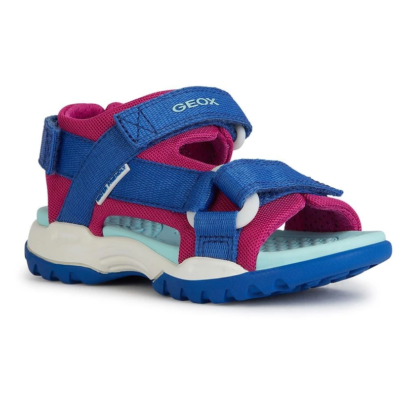 Geox Girls' J Borealis Girl A Sandal, Dk Royal Cyclamen, 7 UK