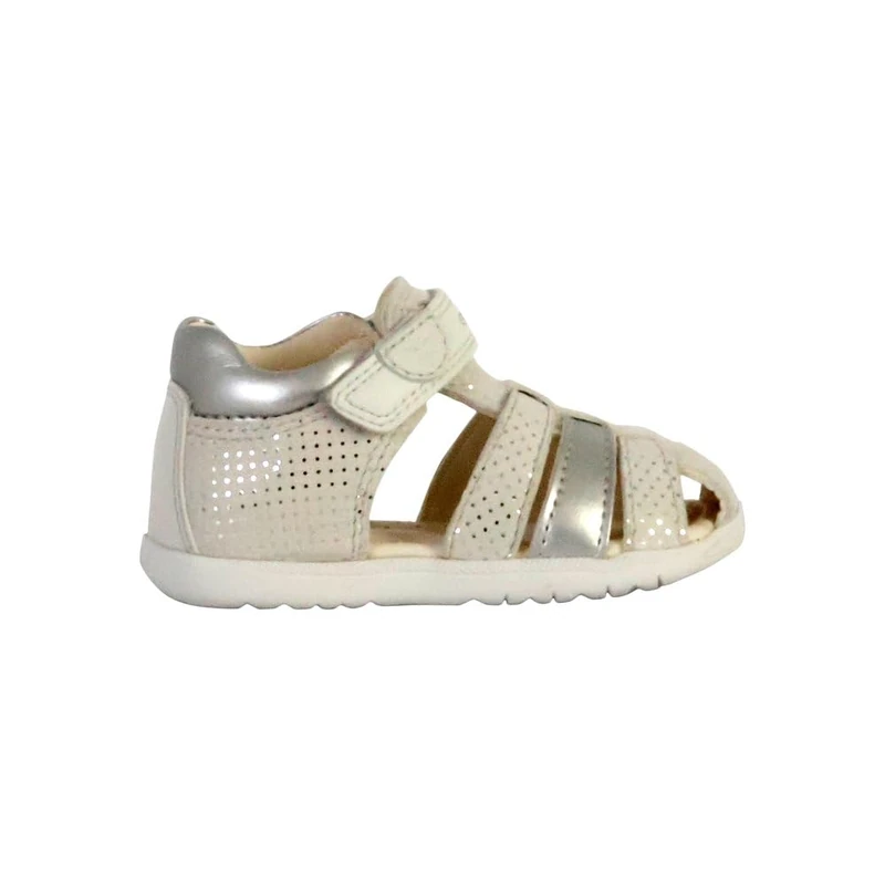 Geox Baby Girl B Macchia Gir Sandal, Off White Lt Silver, 24 EU